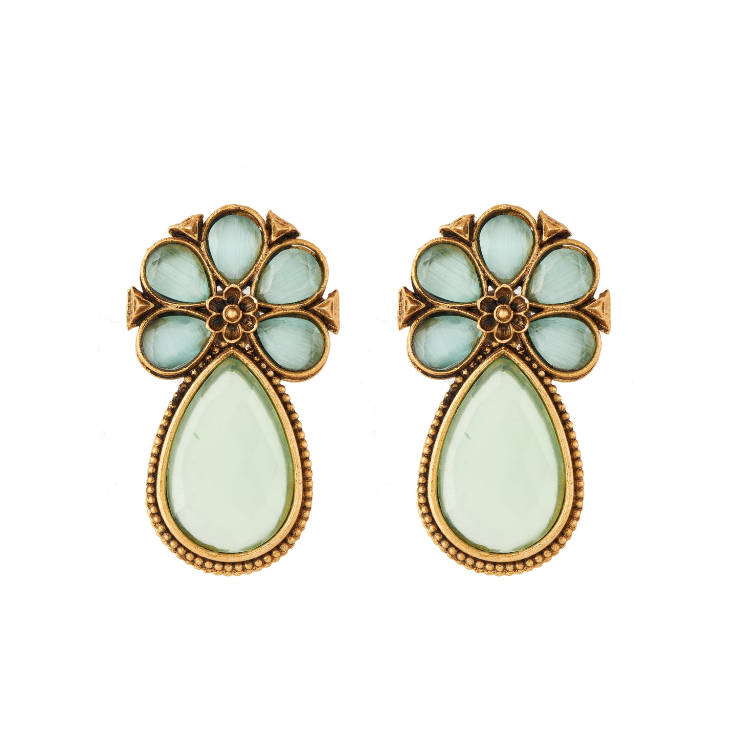 Gold-Toned Earrings with Eye-Catching Stone Detail - AAGER051