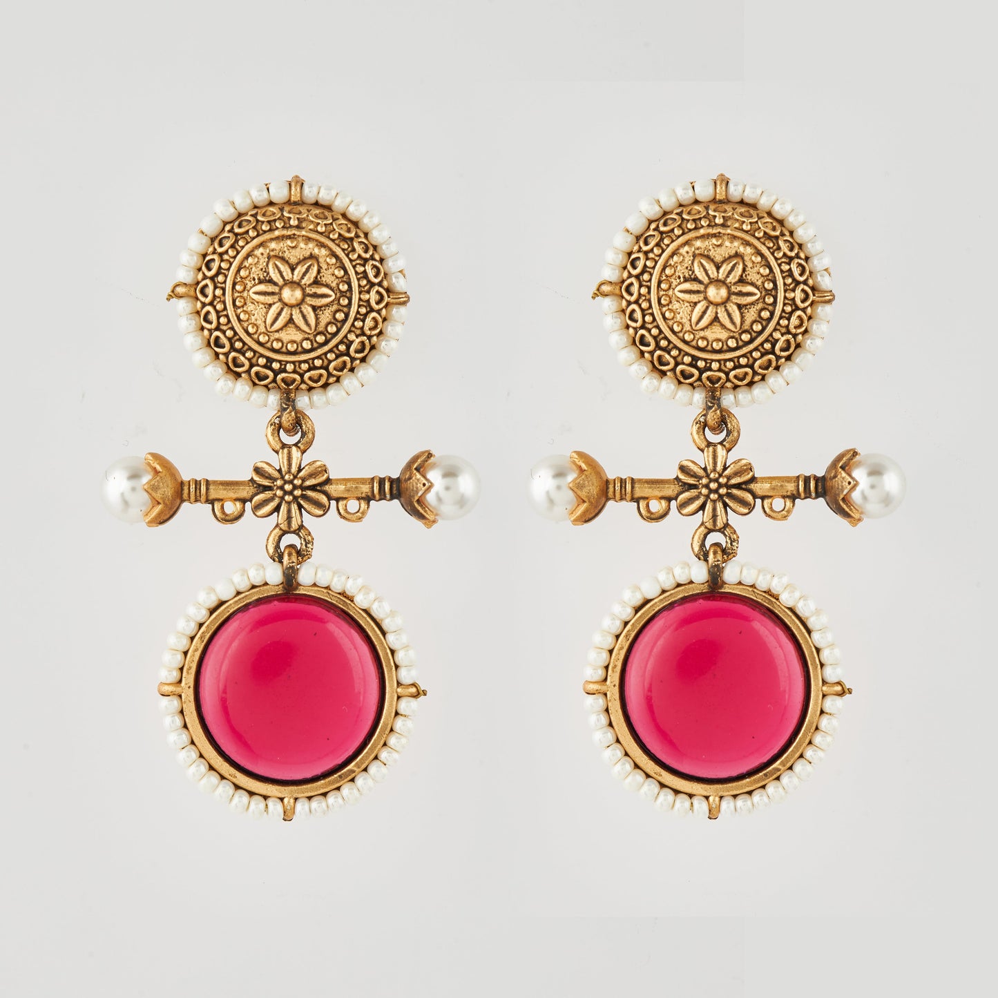 Gold-Toned Earrings with Eye-Catching Stone Detail - AAGER049