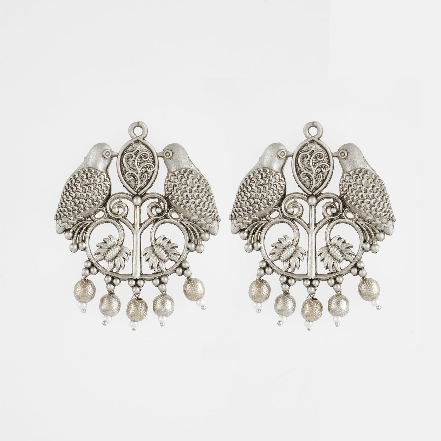 Antique Silver Earrings with Handcrafted Multicolored Artistry - AASER060