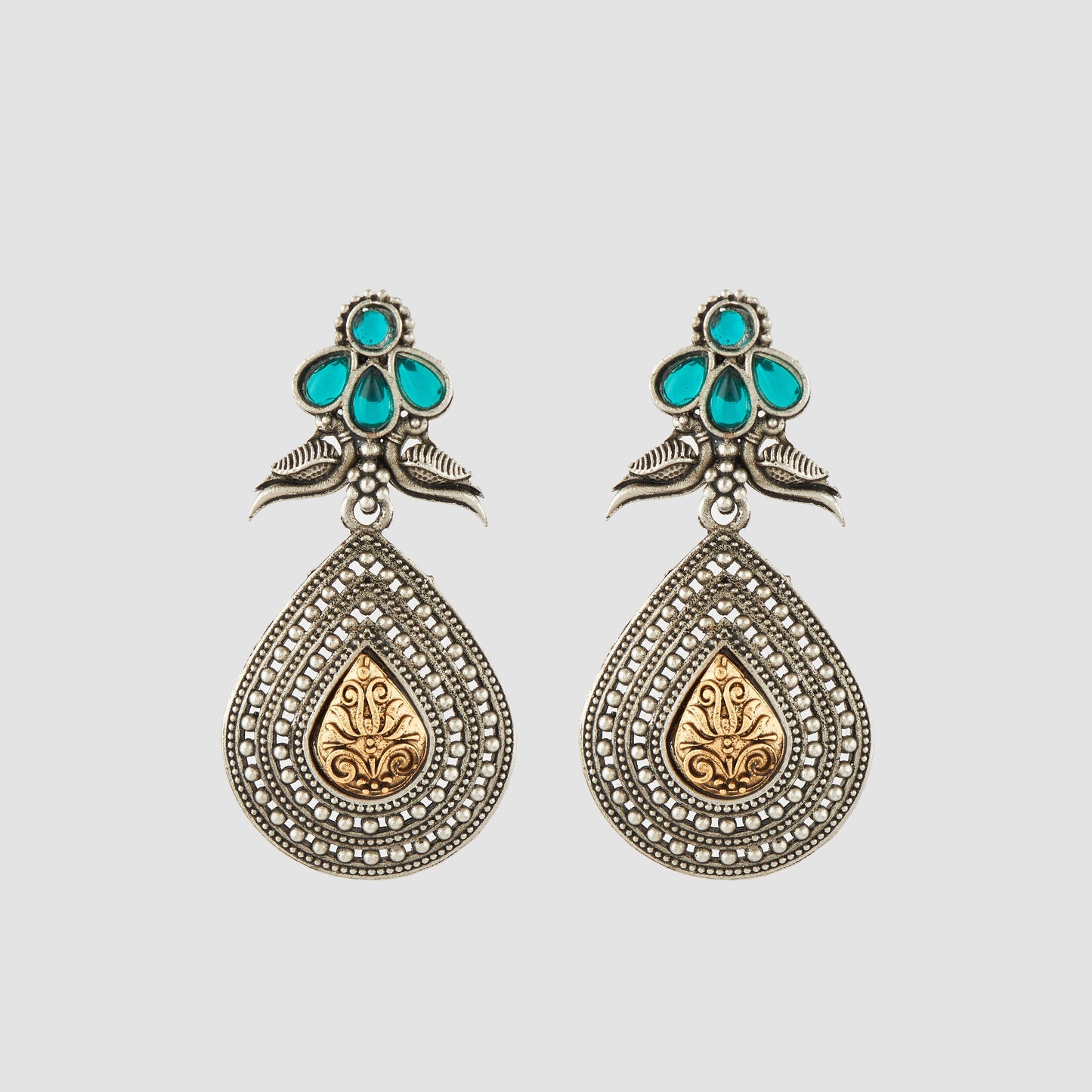 Antique Silver Earrings with Handcrafted Multicolored Artistry - AASER062