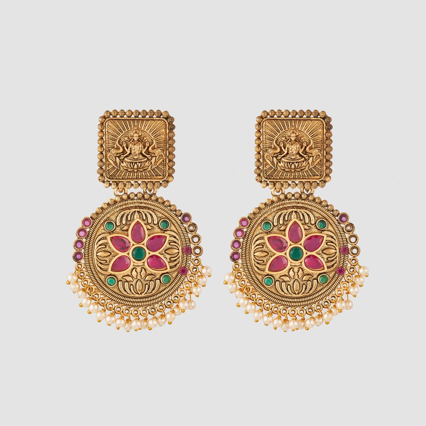 Gold-Toned Earrings with Eye-Catching Stone Detail - AAGER057