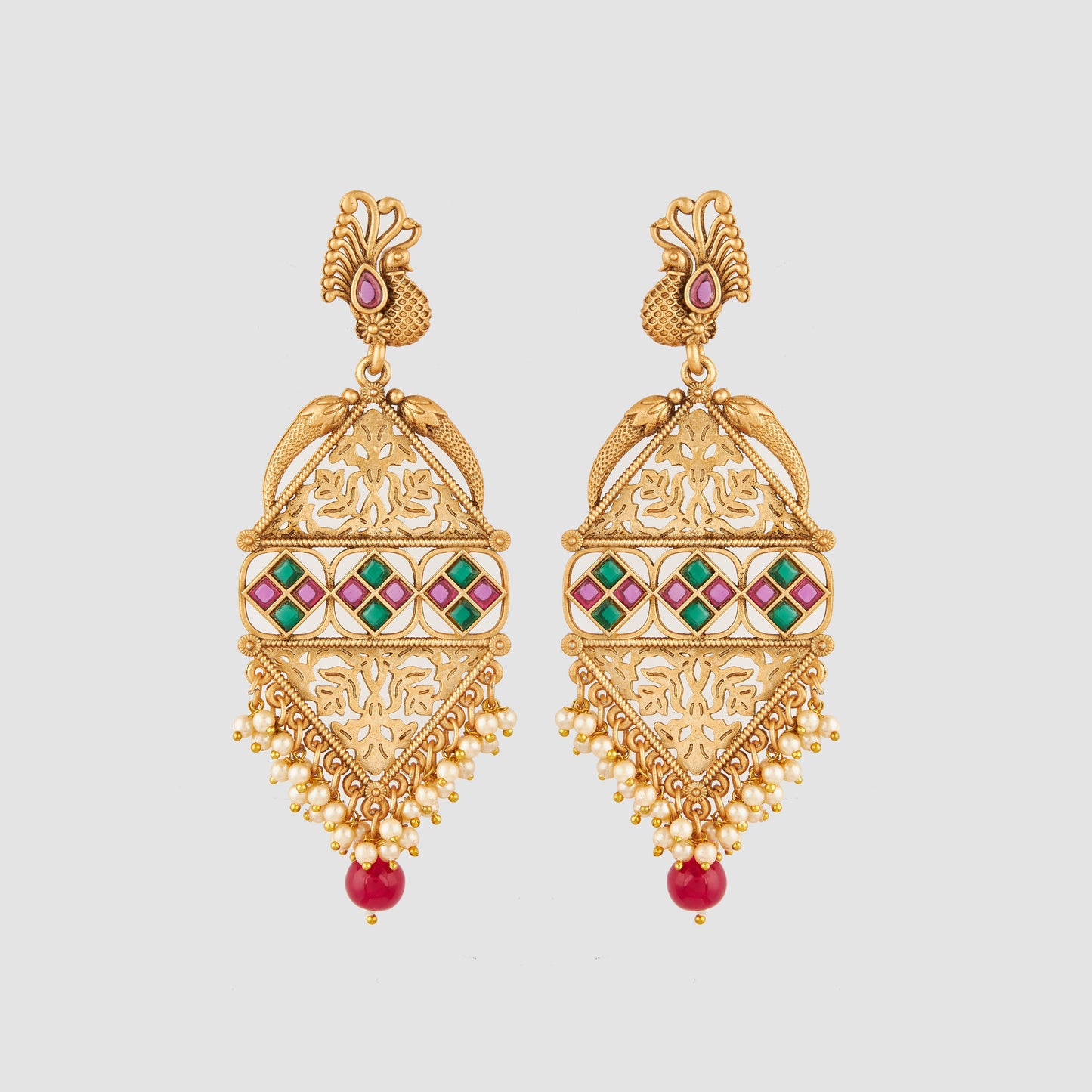 Gold-Toned Earrings with Eye-Catching Stone Detail - AAGER059