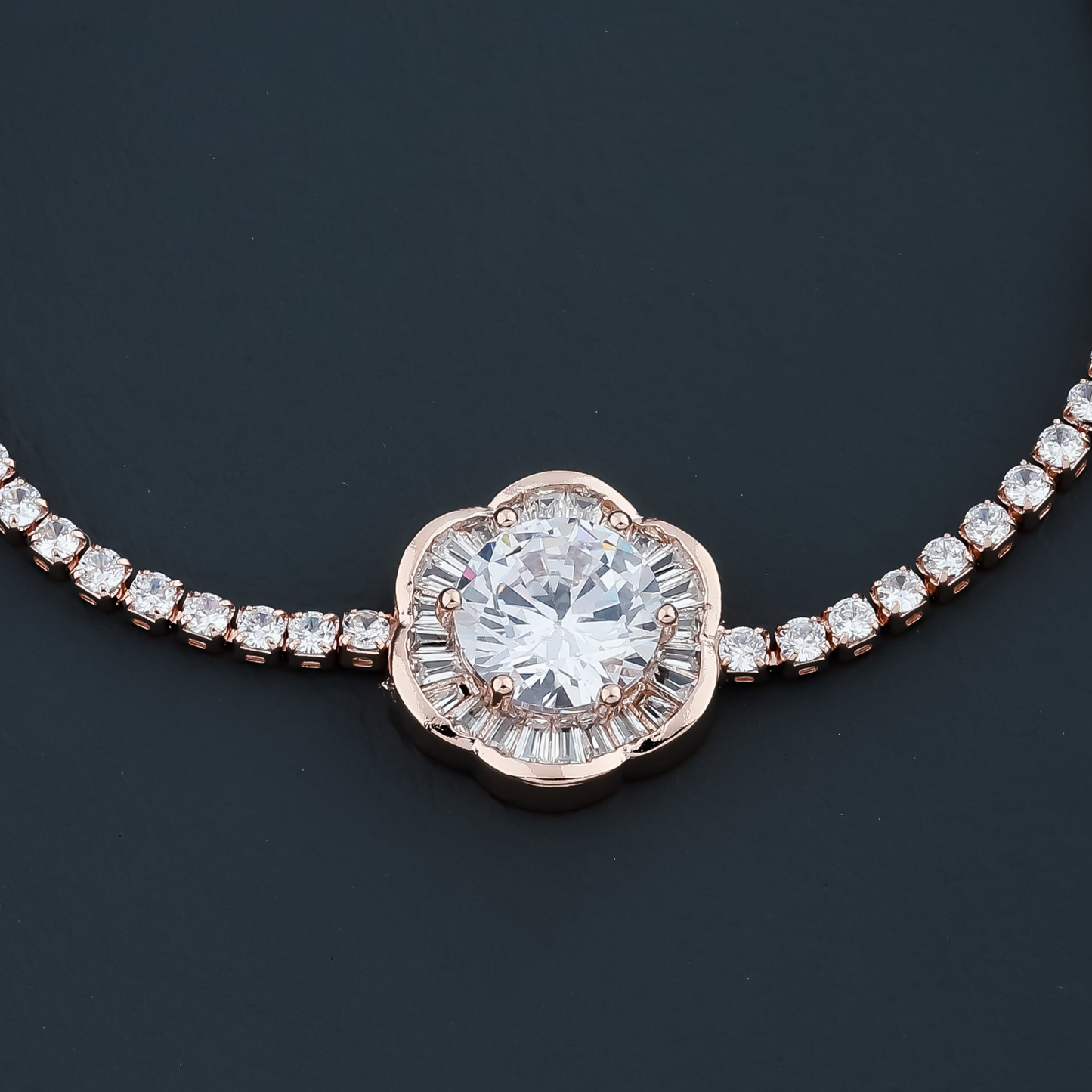 Studded Diamond Rosegold Plated Bracelet
