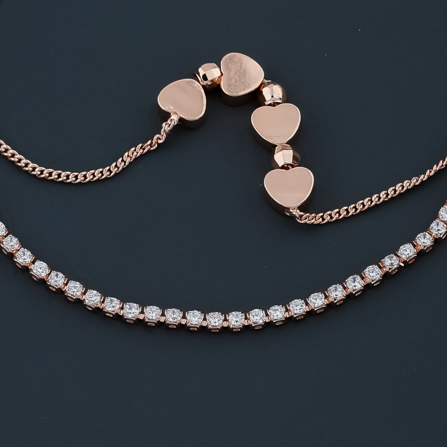 Dainty Heart Rosegold Plated Bracelet