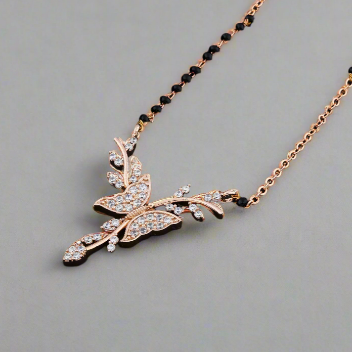 Maithili Butterfly Rosegold Plated Mangalsutra