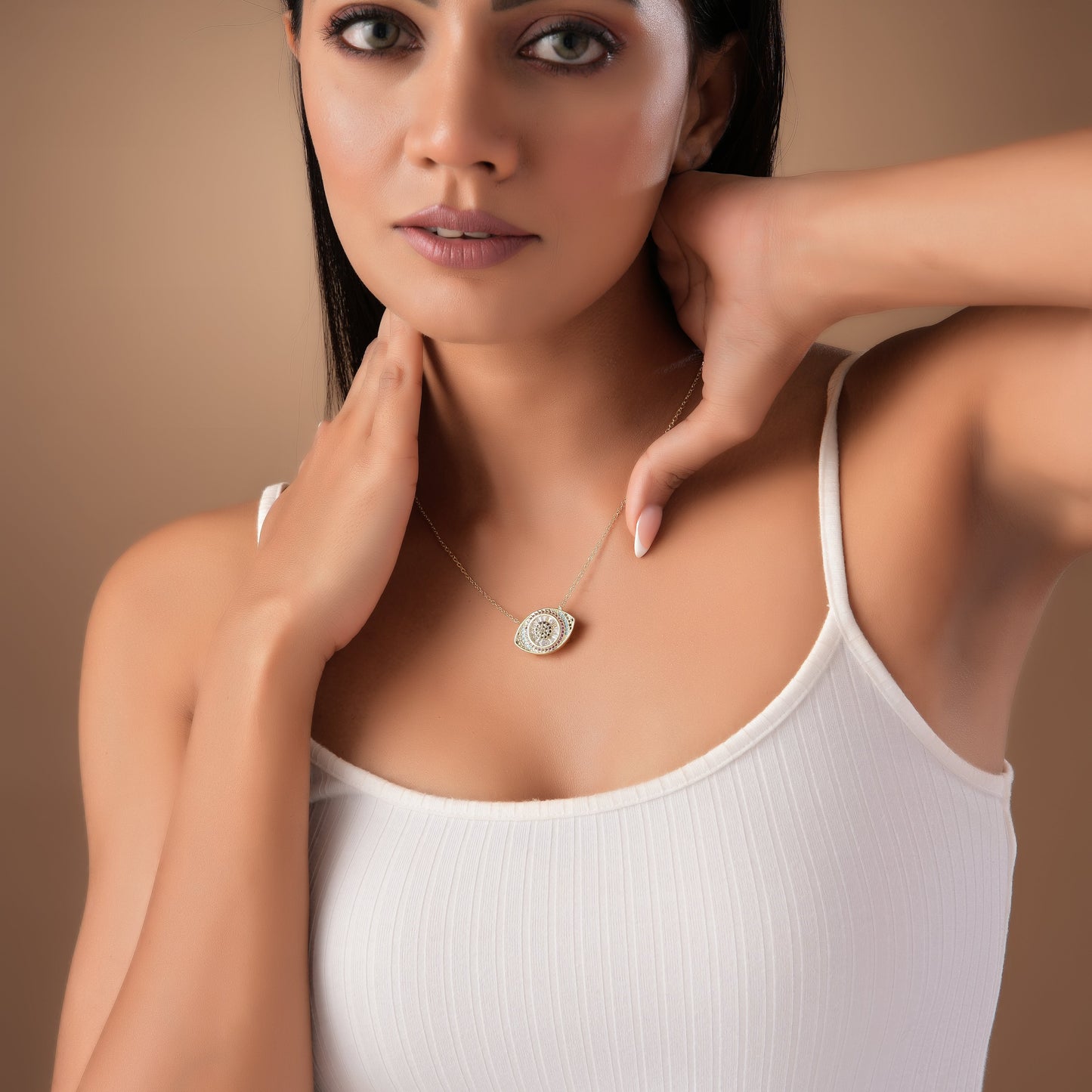 Gold Plated Calms Evil Eye Women's chain And Pedant