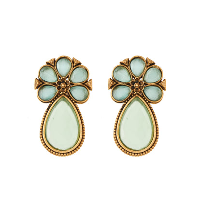 Gold-Toned Earrings with Eye-Catching Stone Detail - AAGER051