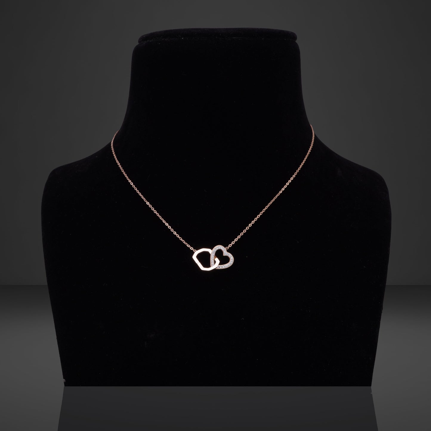Octagone Heart Rosegold Necklace