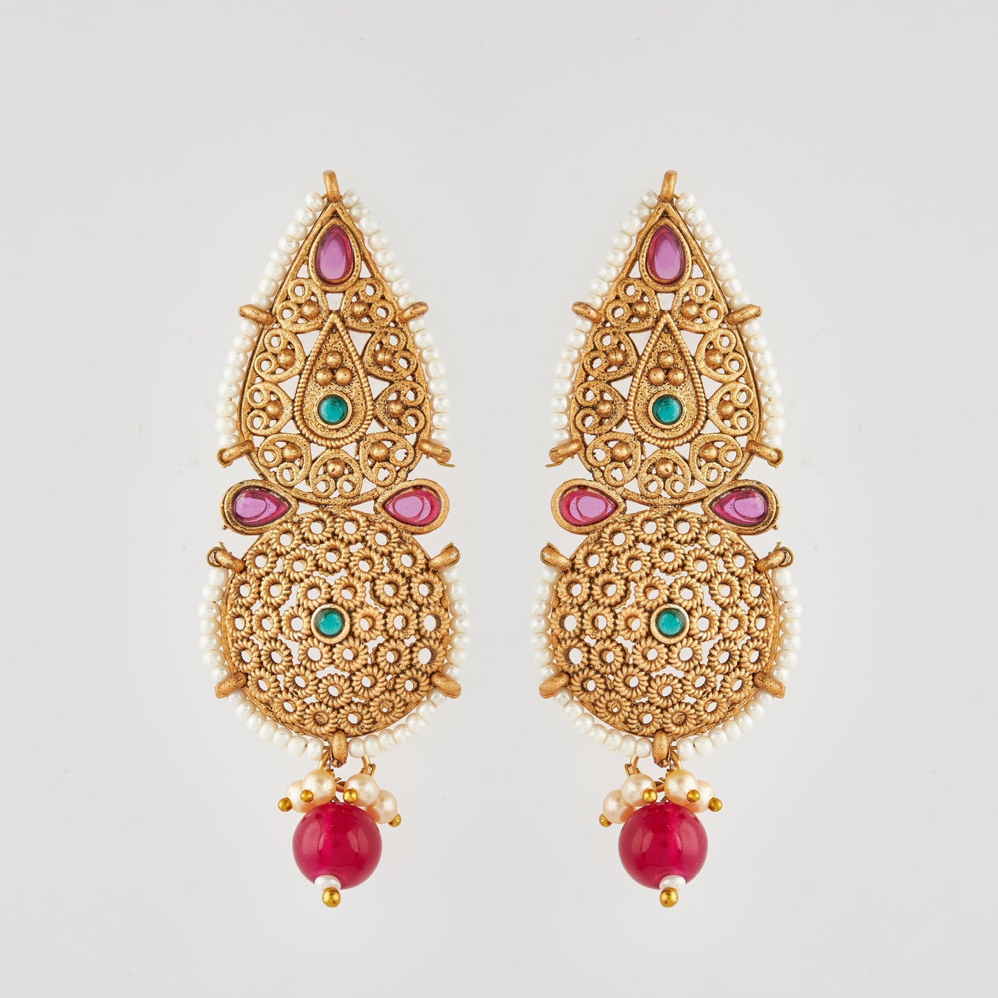 Gold-Toned Earrings with Eye-Catching Stone Detail - AAGER053