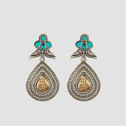 Antique Silver Earrings with Handcrafted Multicolored Artistry - AASER062