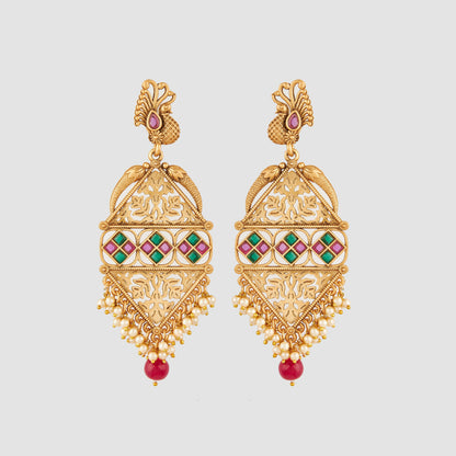 Gold-Toned Earrings with Eye-Catching Stone Detail - AAGER059