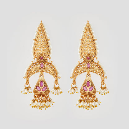 Gold-Toned Earrings with Eye-Catching Stone Detail - AAGER061