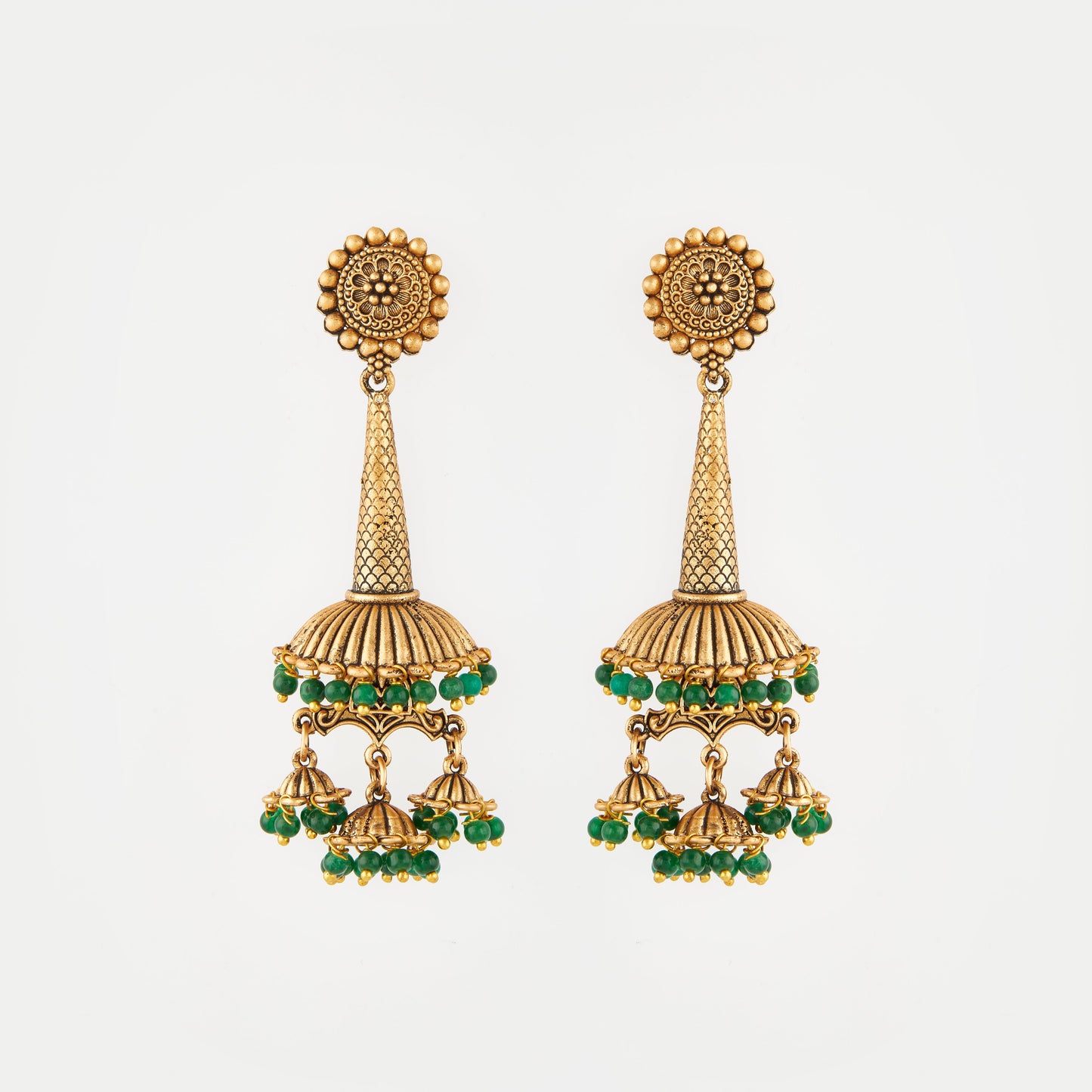 Gold-Toned Earrings with Eye-Catching Stone Detail - AAGER063