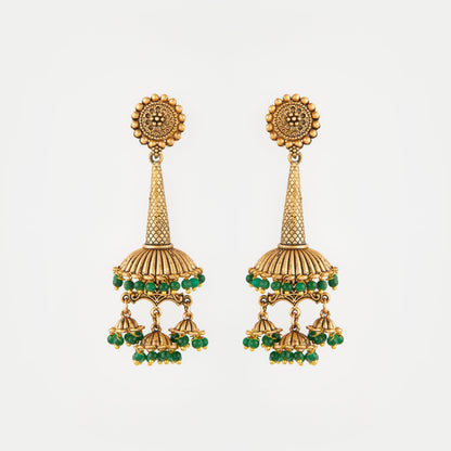 Gold-Toned Earrings with Eye-Catching Stone Detail - AAGER063