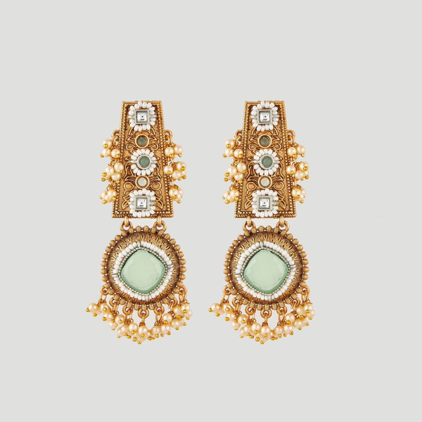 Gold-Toned Earrings with Eye-Catching Stone Detail - AAGER064