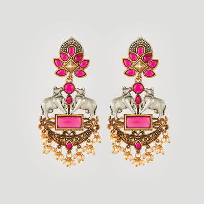 Gold-Toned Earrings with Eye-Catching Stone Detail - AAGER065