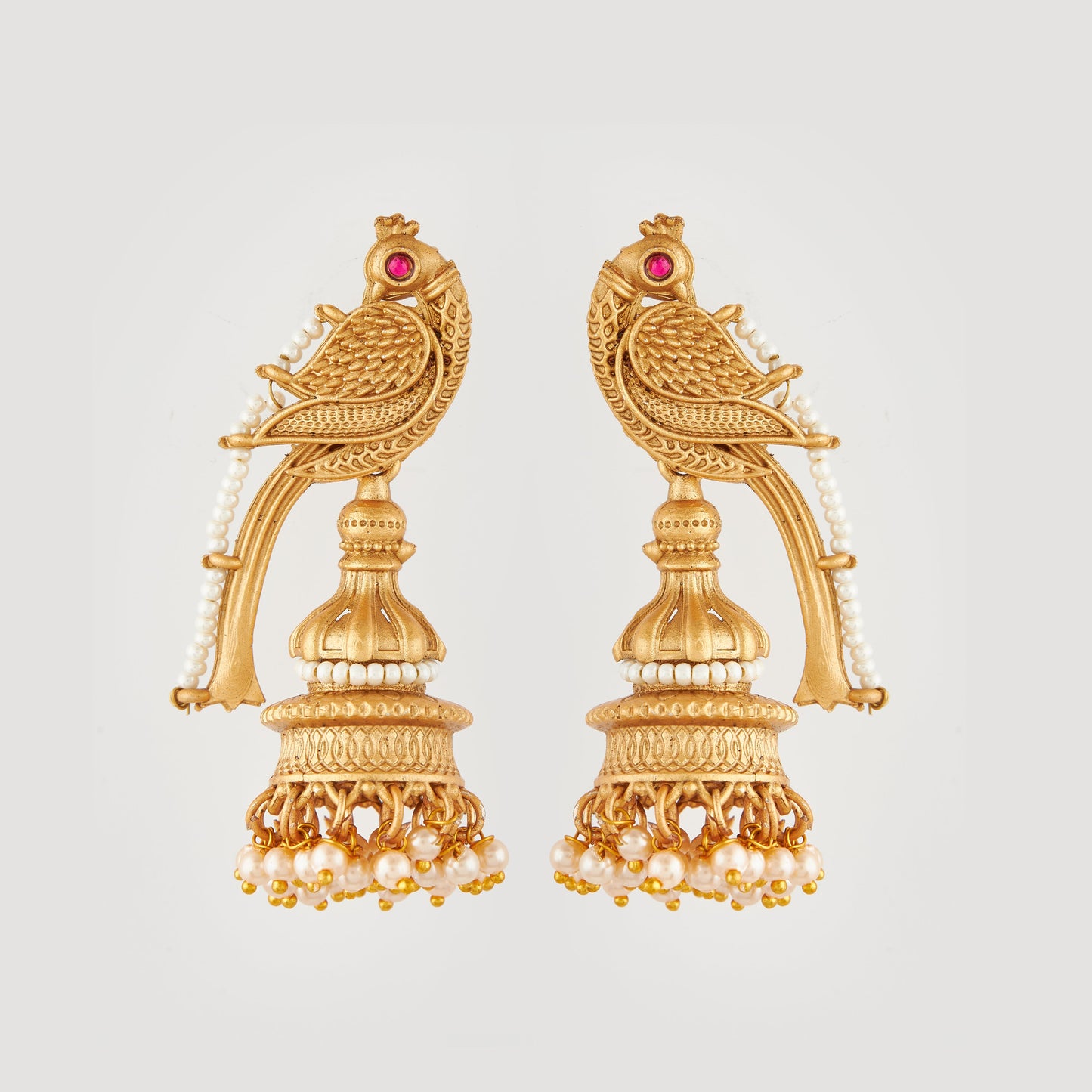 Gold-Toned Earrings with Eye-Catching Stone Detail - AAGER066