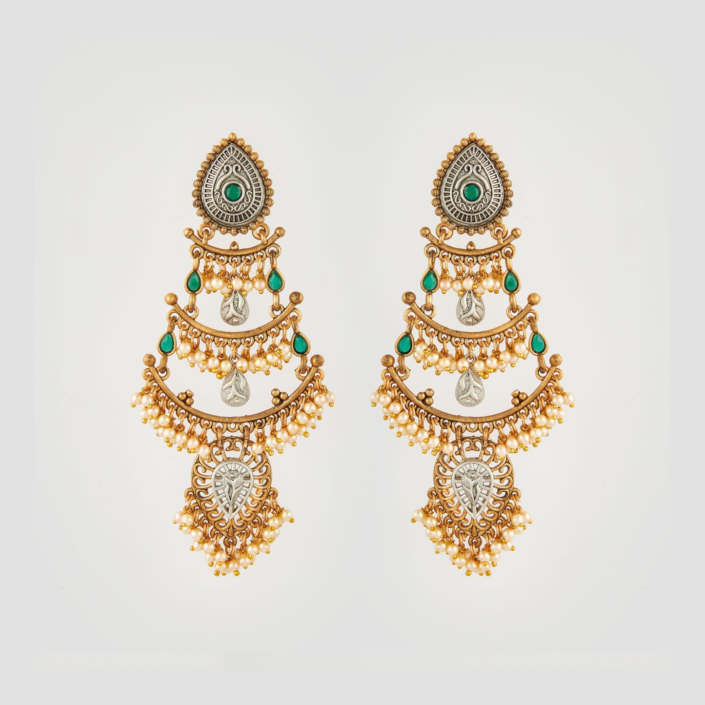 Gold-Toned Earrings with Eye-Catching Stone Detail - AAGER067