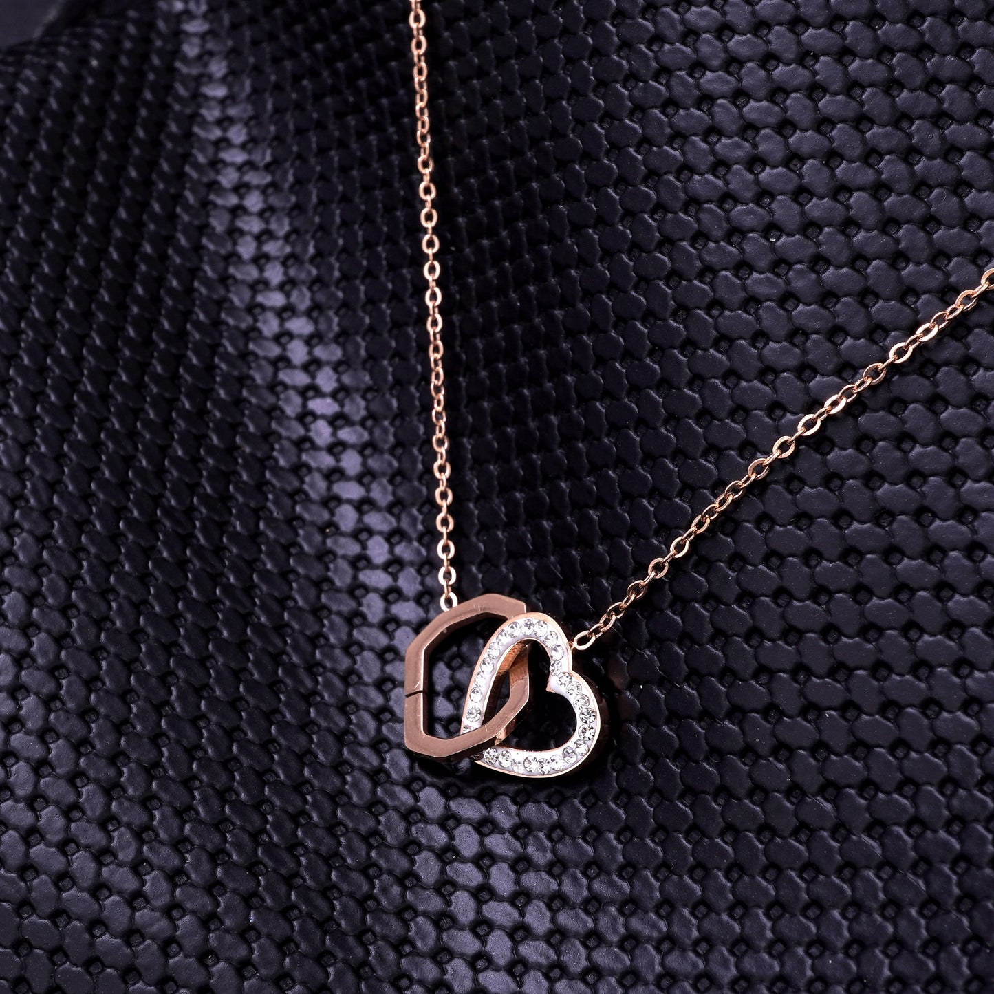 Octagone Heart Rosegold Necklace