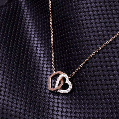 Octagone Heart Rosegold Necklace