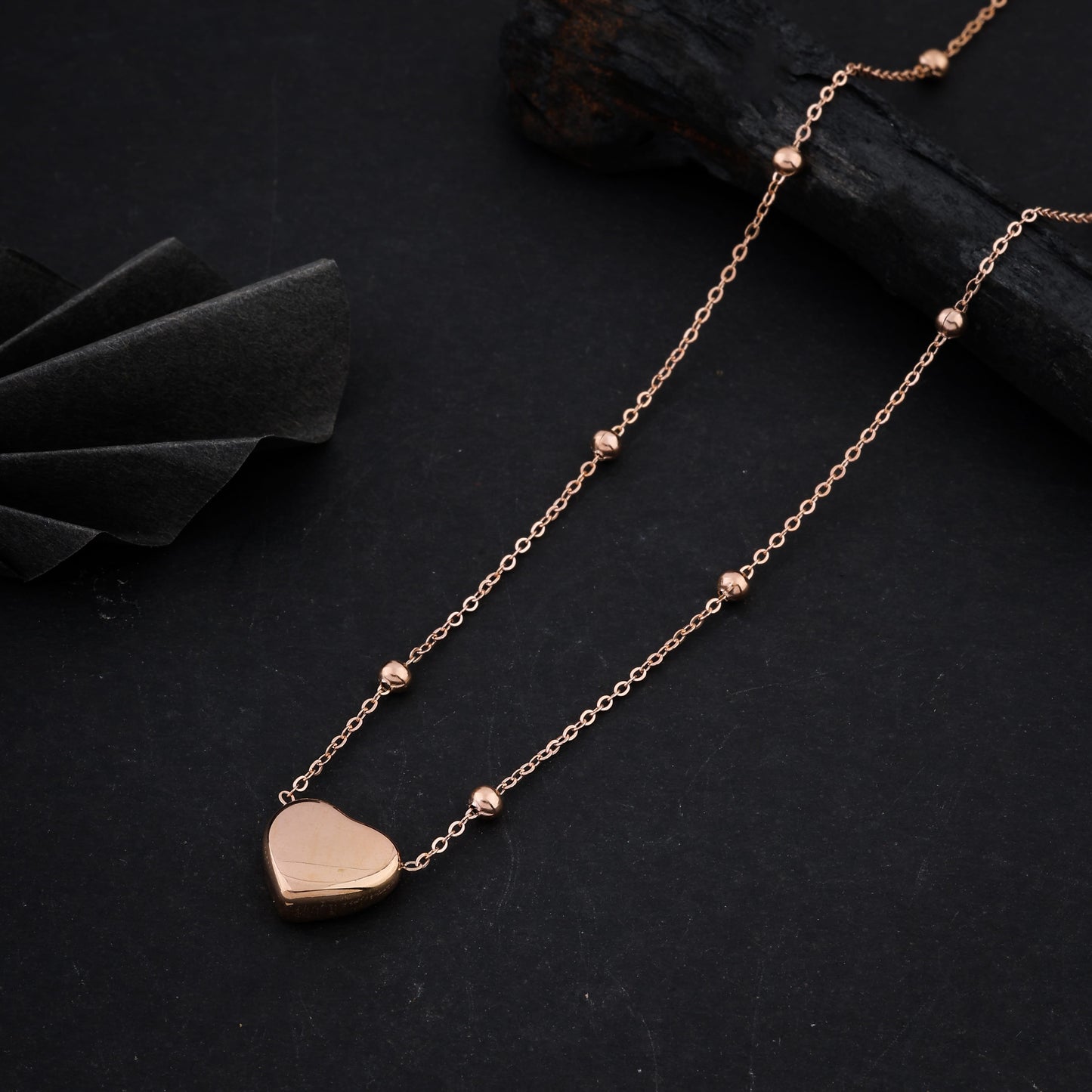 Statement Heart Rosegold Plated Necklace