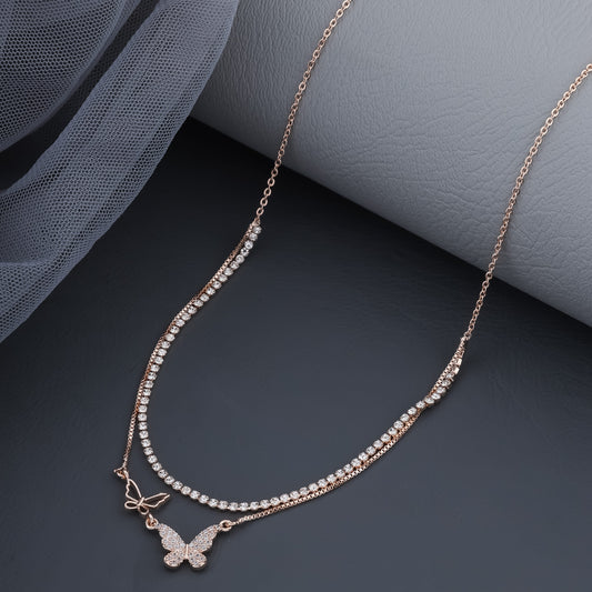 Gleaming Butterfly Rosegold Plated Choker