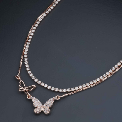 Gleaming Butterfly Rosegold Plated Choker