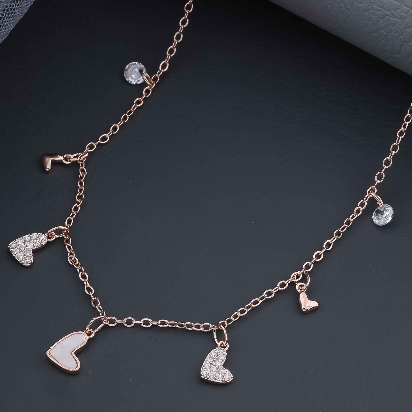 Flavia Heart Rosegold Plated Choker