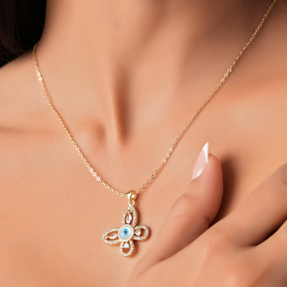 Gold Plated Bluebell Evil Eye Women's chain And Pedant