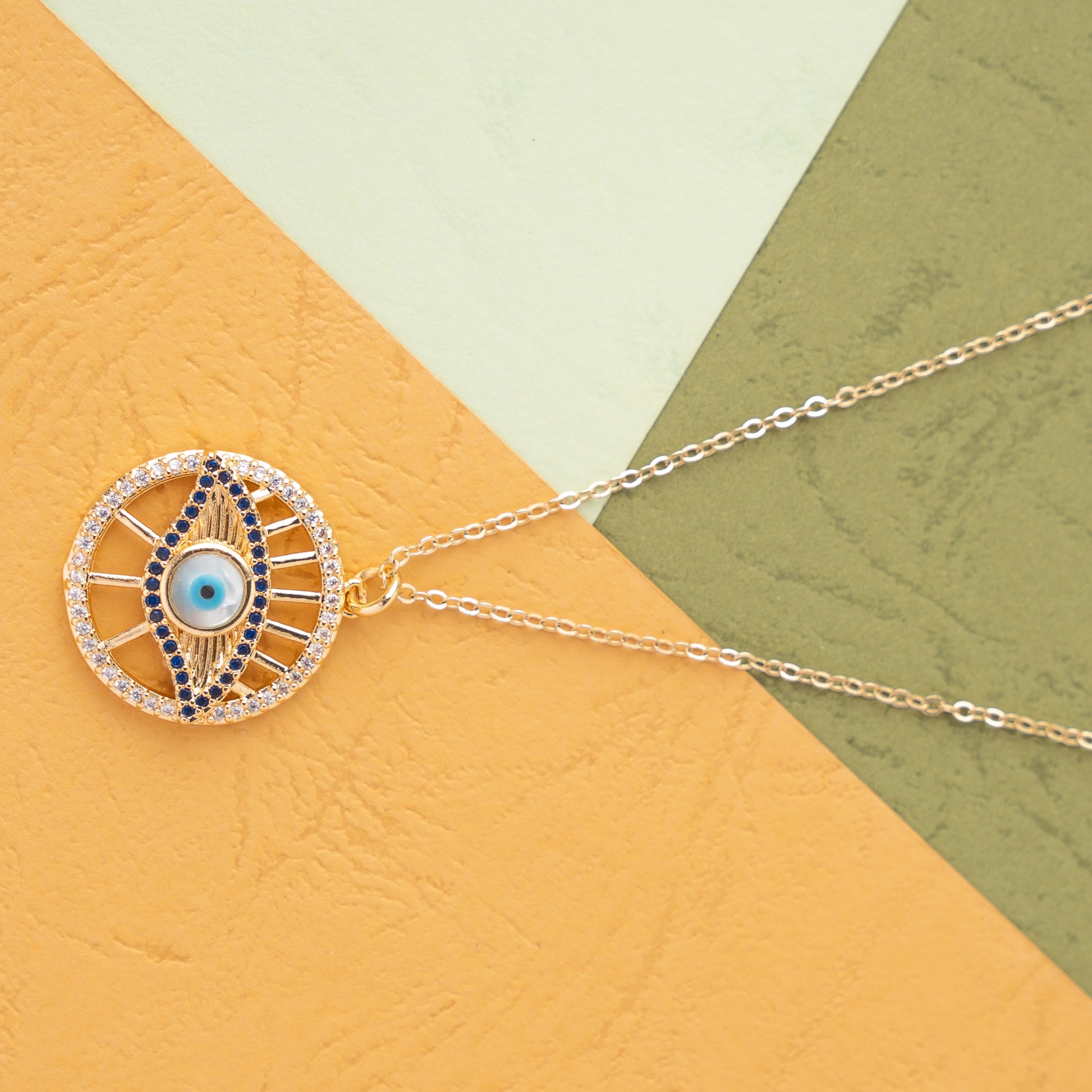 Gold Plated Aelius Evil Eye Women's chain And Pedant
