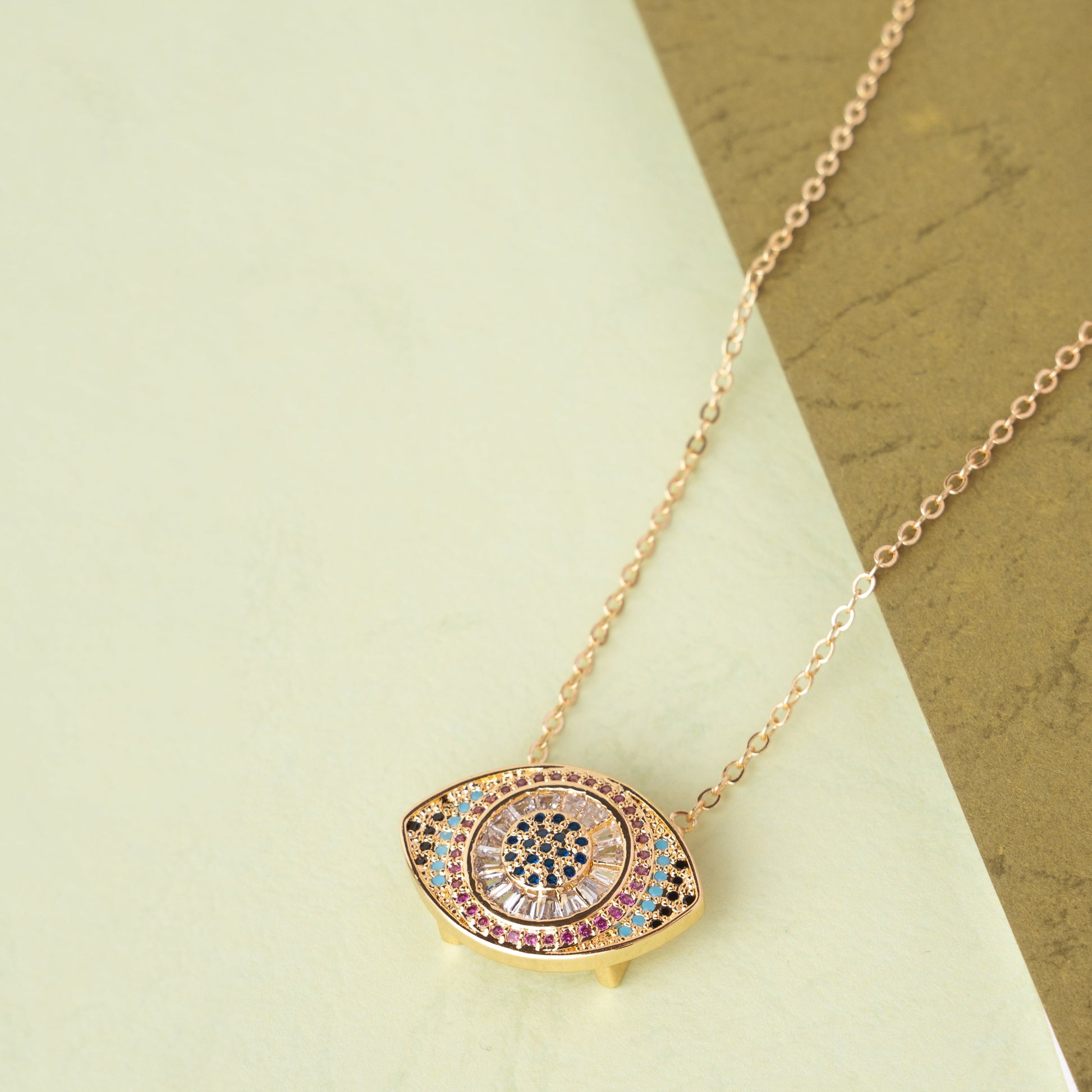 Gold Plated Calms Evil Eye Women's chain And Pedant