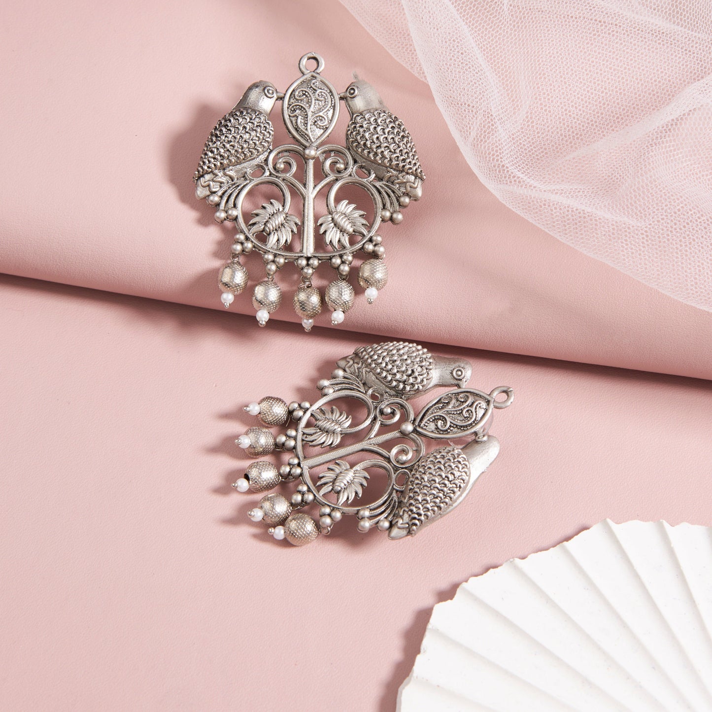 Antique Silver Earrings with Handcrafted Multicolored Artistry - AASER060
