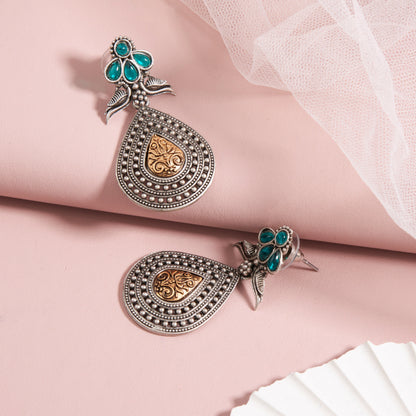 Antique Silver Earrings with Handcrafted Multicolored Artistry - AASER062