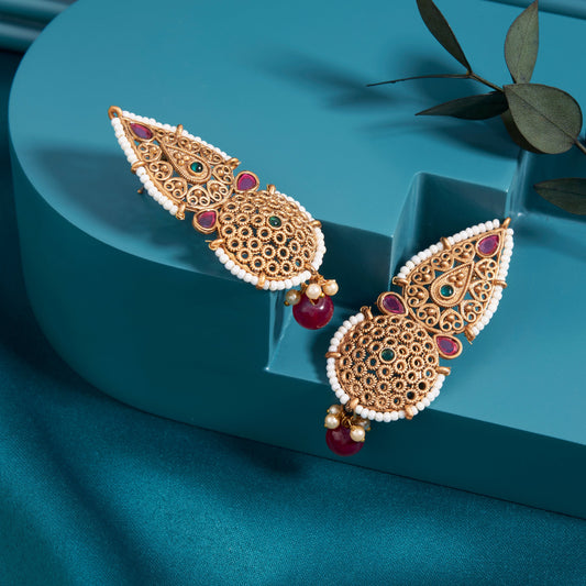Gold-Toned Earrings with Eye-Catching Stone Detail - AAGER053