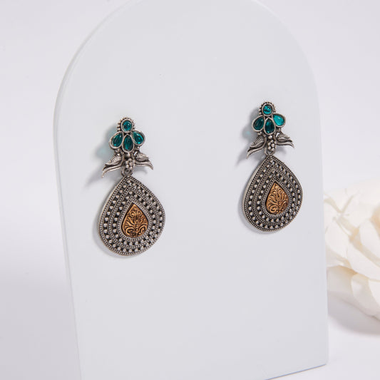 Antique Silver Earrings with Handcrafted Multicolored Artistry - AASER062